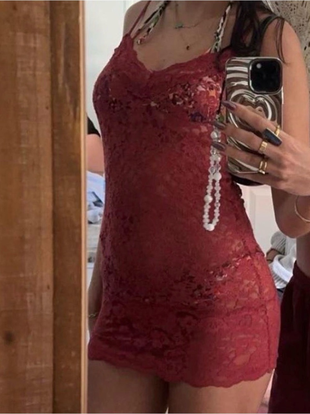 Red Lace Slip Dress